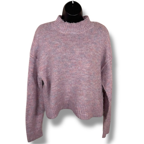 Large Jessica Simpson Pink Fuzzy Knit Cropped Sweater Long Sleeve Comfortable - Picture 1 of 13